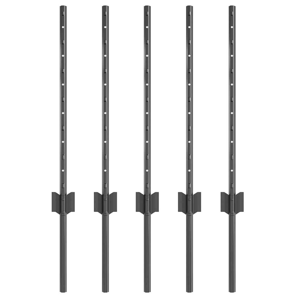 Palo della recinzione 5 pcs Grigio 60 cm Acciaio | homemem39