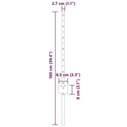 Palo della recinzione 11 pcs Grigio 60 cm Acciaio | homemem39