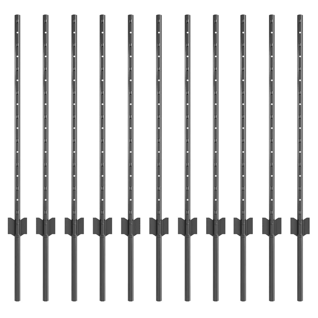 Palo della recinzione 11 pcs Grigio 80 cm Acciaio | homemem39