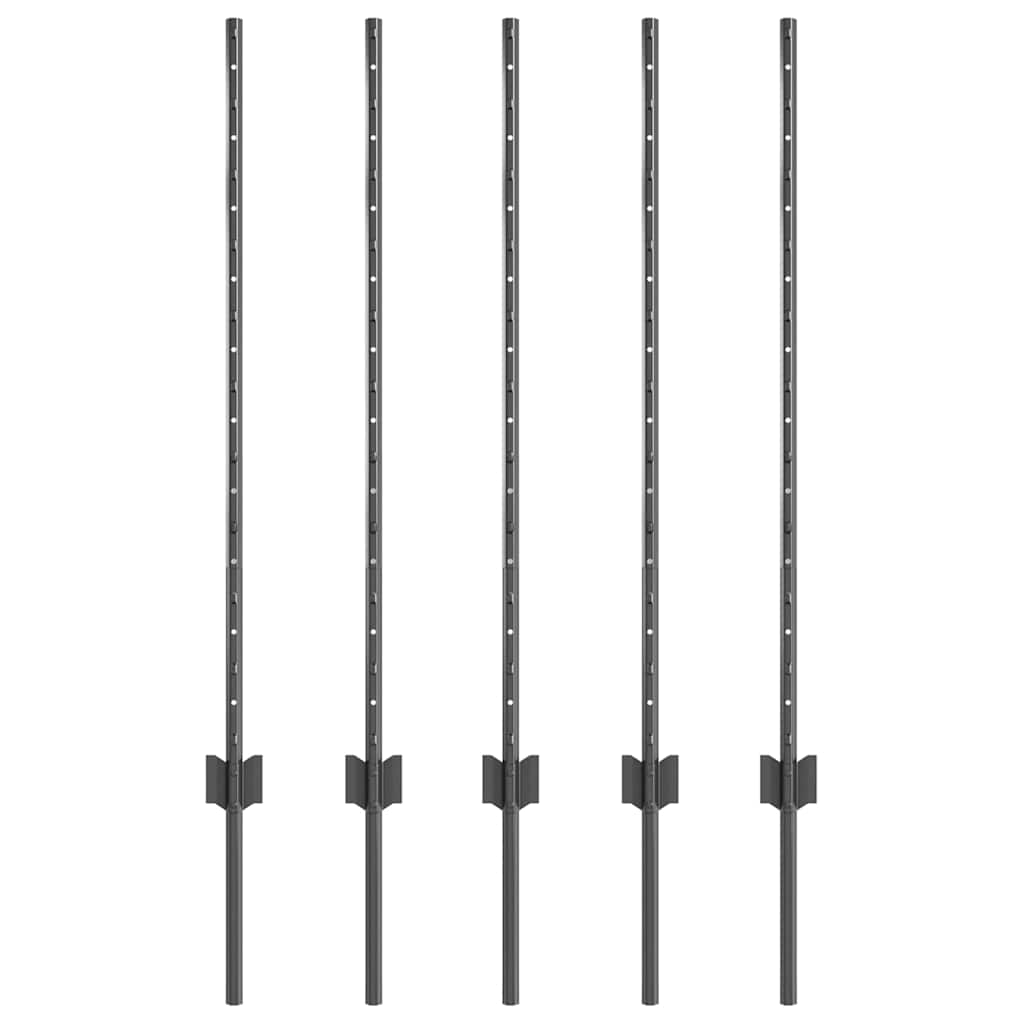 Palo per recinzione interrato 5 pcs Grigio 140 cm