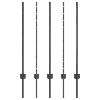 Palo per recinzione interrato 5 pcs Grigio 140 cm