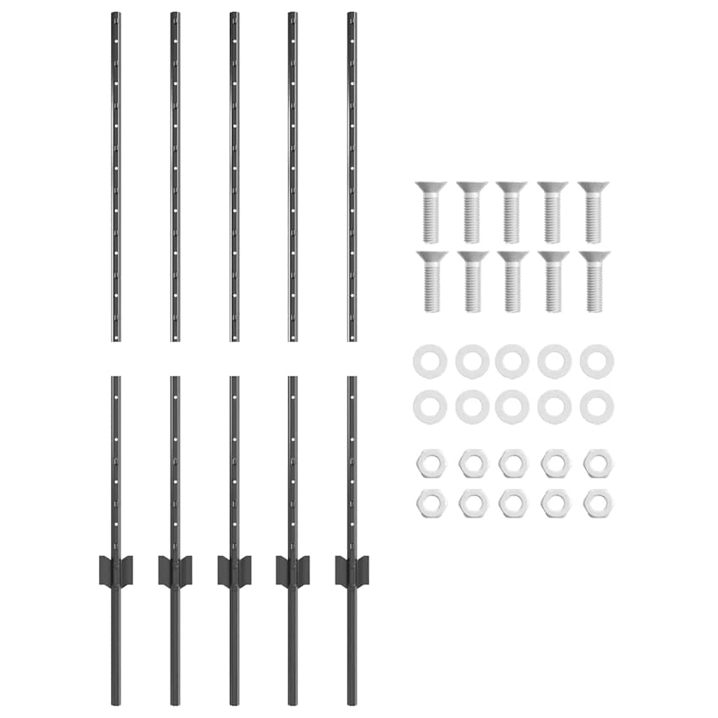 Palo per recinzione interrato 5 pcs Grigio 140 cm
