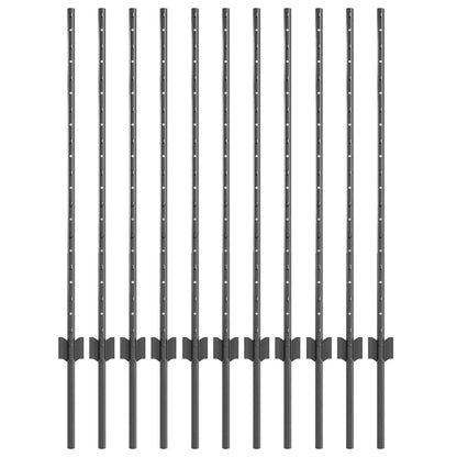 Palo della recinzione 11 pcs Grigio 100 cm Acciaio | homemem39