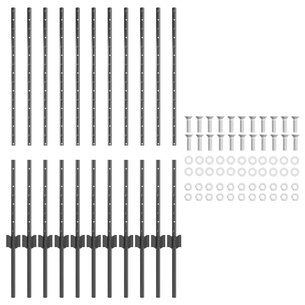 Palo della recinzione 11 pcs Grigio 100 cm Acciaio | homemem39