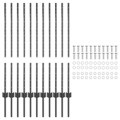 Palo della recinzione 11 pcs Grigio 100 cm Acciaio | homemem39