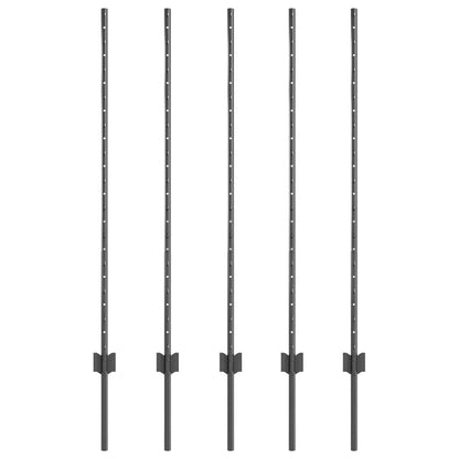 Palo della recinzione 5 pcs Grigio 120 cm Acciaio | homemem39
