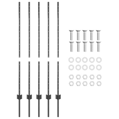 Palo della recinzione 5 pcs Grigio 120 cm Acciaio | homemem39