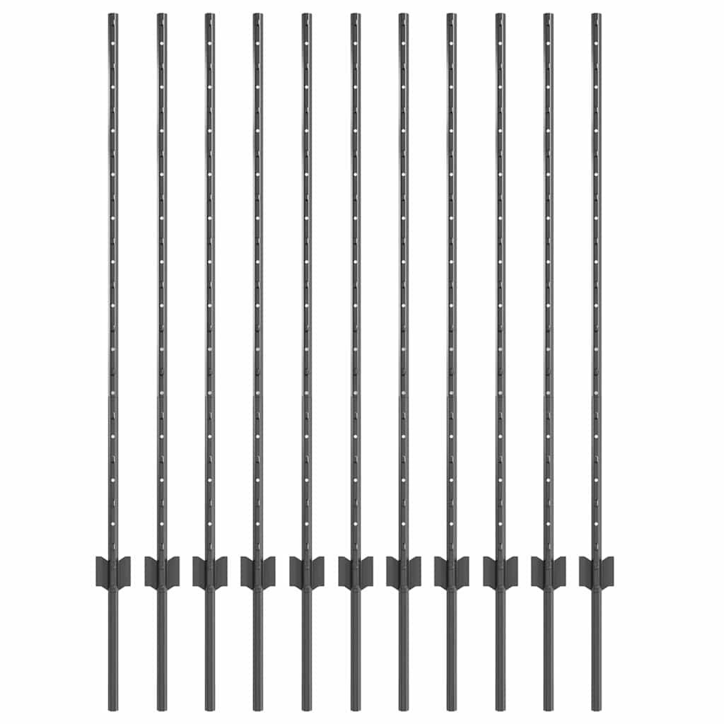 Palo della recinzione 11 pcs Grigio 120 cm Acciaio | homemem39
