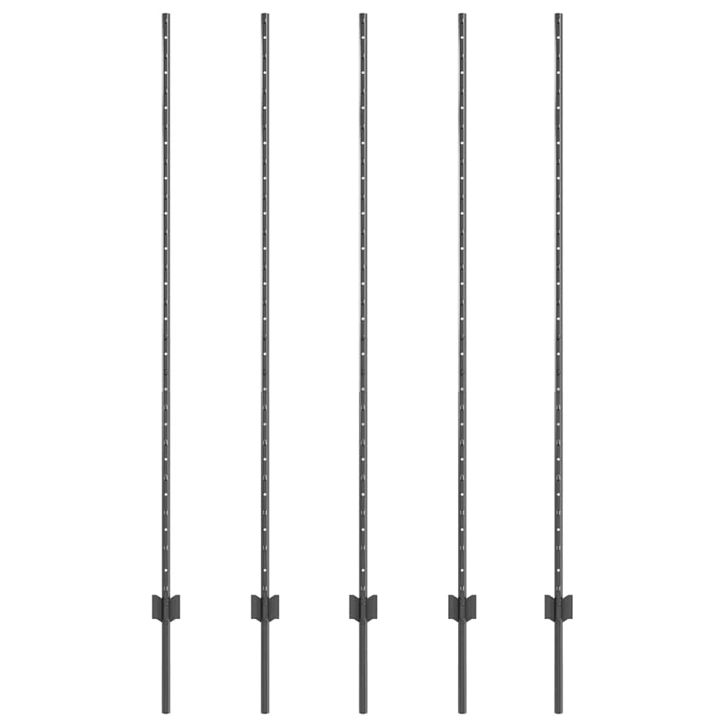 Palo della recinzione 5 pcs Grigio 150 cm Acciaio | homemem39