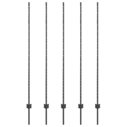 Palo della recinzione 5 pcs Grigio 160 cm Acciaio | homemem39