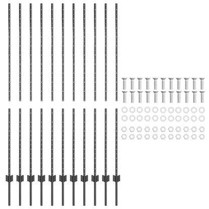 Palo della recinzione 11 pcs Grigio 160 cm Acciaio | homemem39