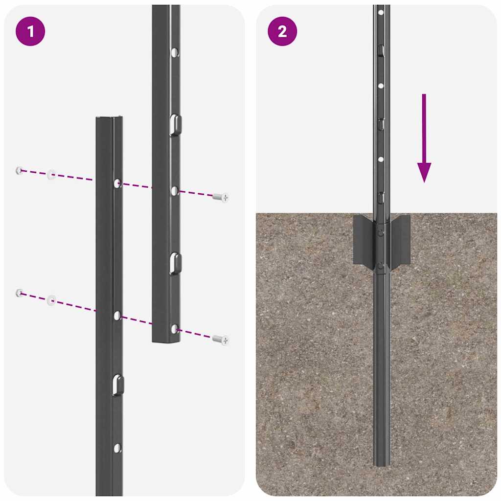 Palo della recinzione 11 pcs Grigio 160 cm Acciaio | homemem39