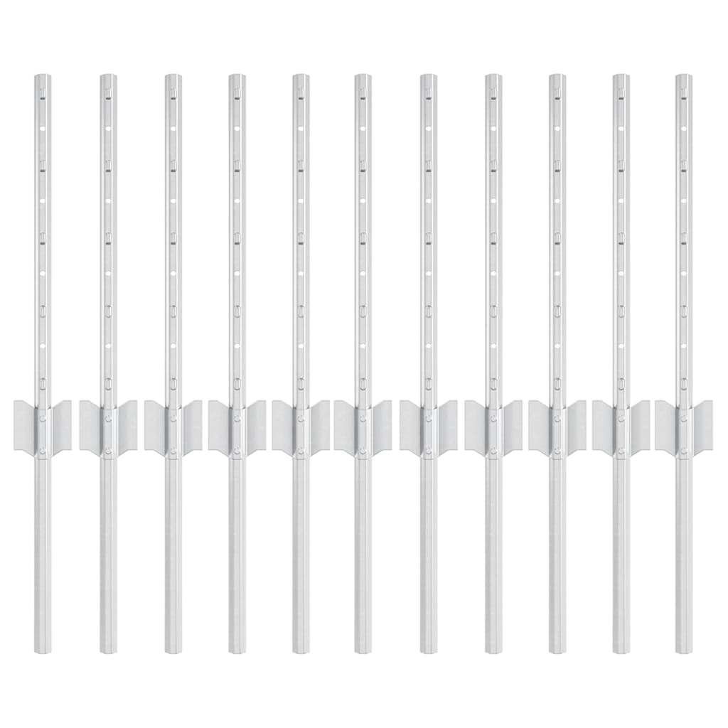 Palo per recinzione interrato 11 pcs Argento 80 cm
