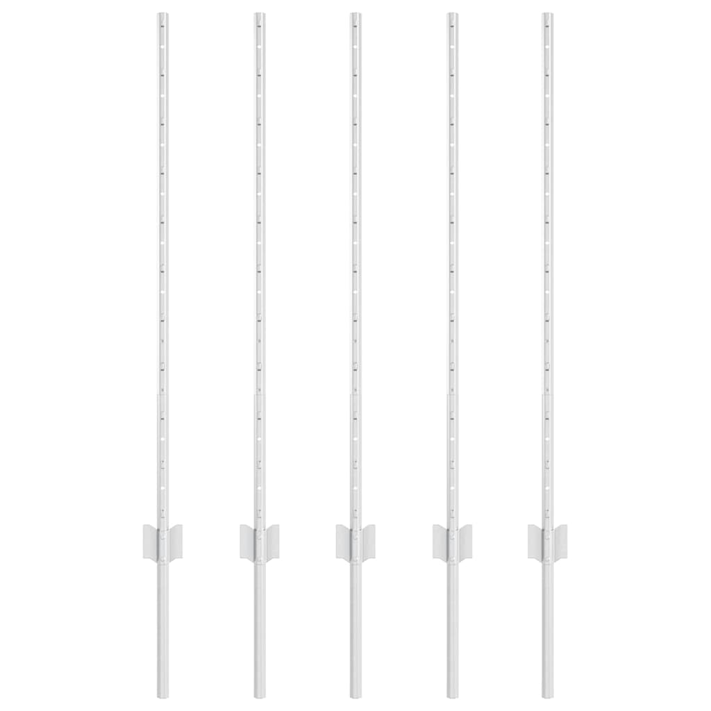 Palo per recinzione interrato 5 pcs Argento 140 cm