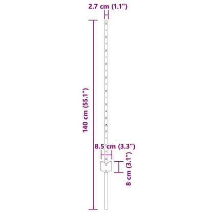 Palo della recinzione 11 pcs Argento 100 cm Acciaio | homemem39