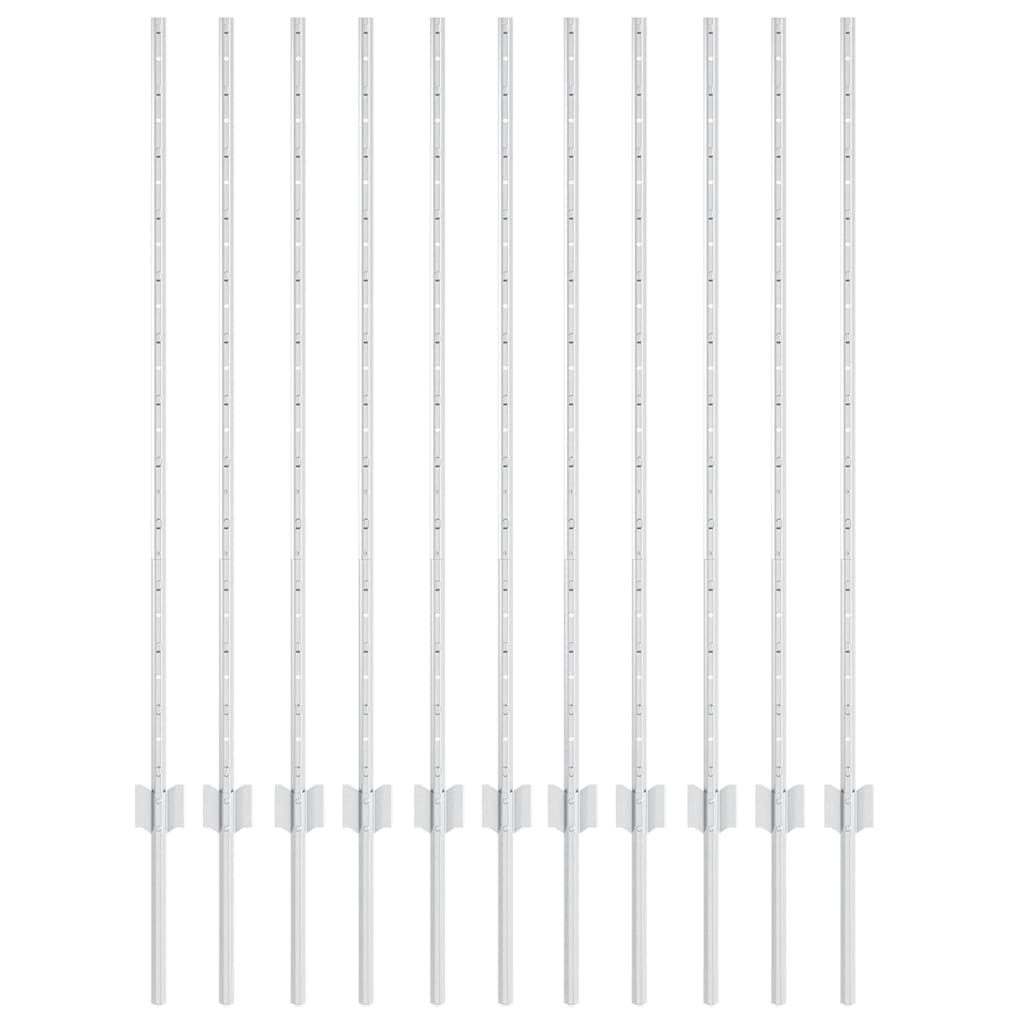 Palo per recinzione interrato 11 pcs Argento 160 cm