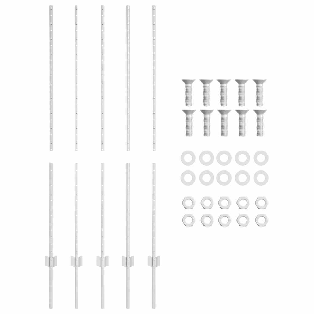 Palo della recinzione 5 pcs Argento 140 cm Acciaio | homemem39