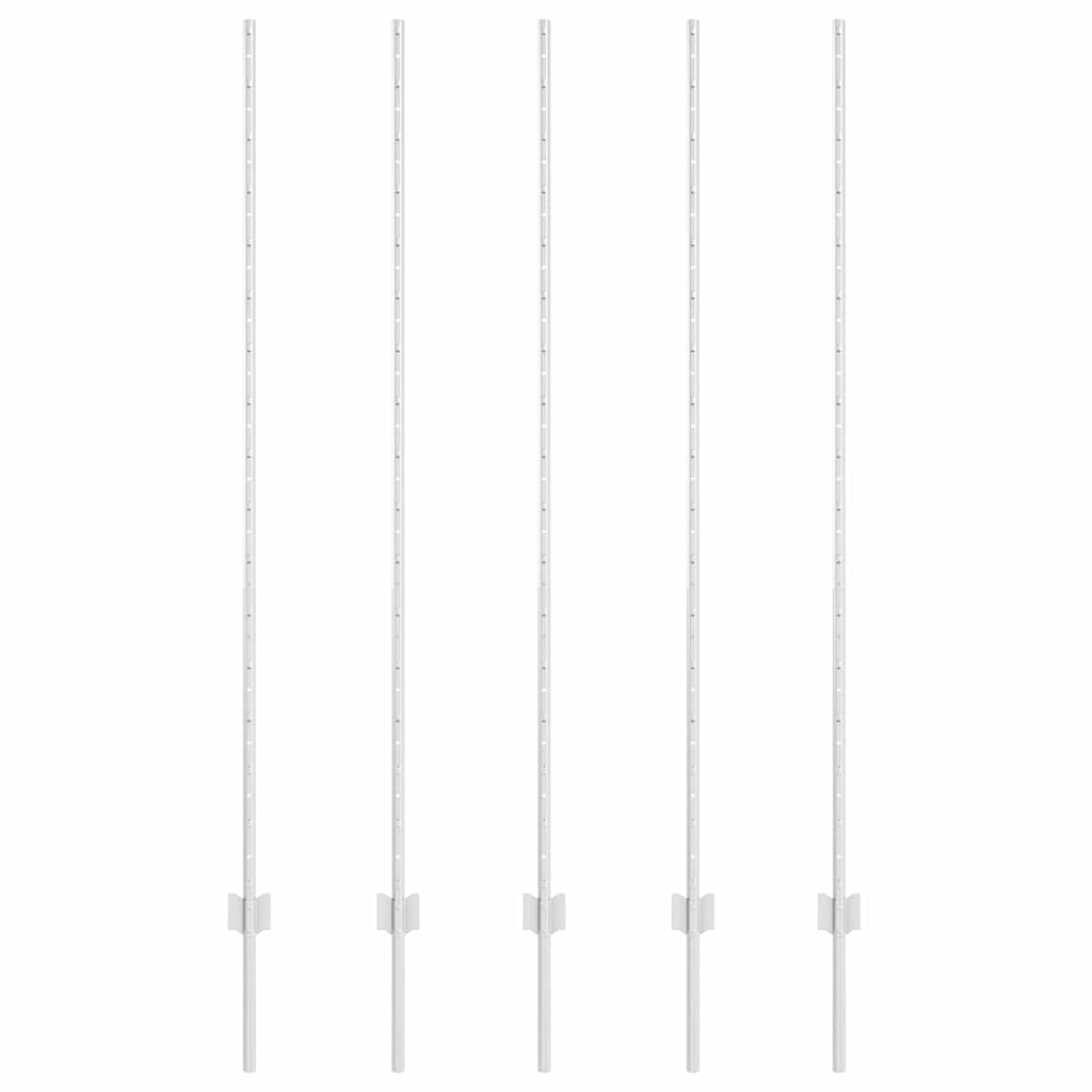 Palo della recinzione 5 pcs Argento 150 cm Acciaio | homemem39