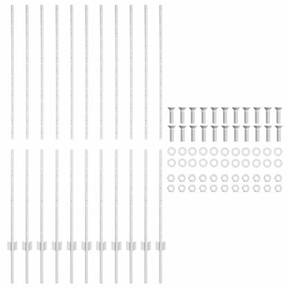 Palo per recinzione interrato 11 pcs Argento 200 cm