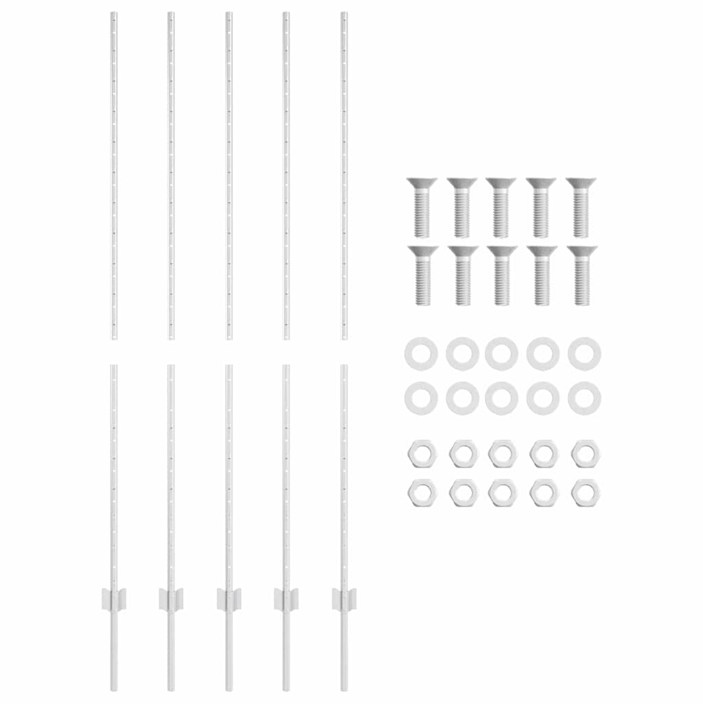 Palo della recinzione 5 pcs Argento 160 cm Acciaio | homemem39
