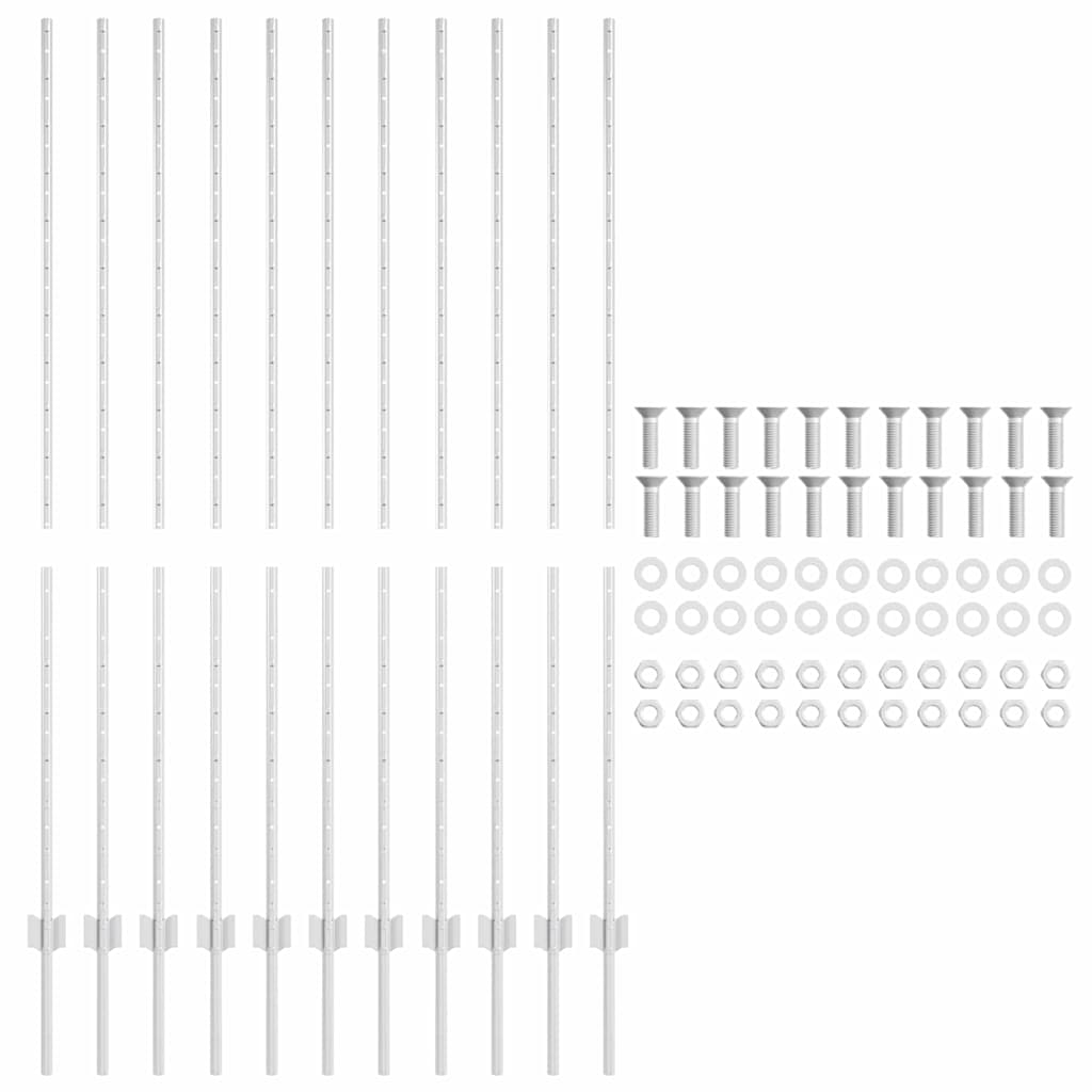 Palo della recinzione 11 pcs Argento 160 cm Acciaio | homemem39