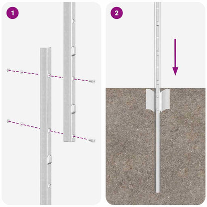 Palo della recinzione 11 pcs Argento 160 cm Acciaio | homemem39