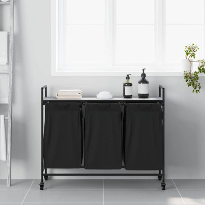 Cesto Portabiancheria 3 Scomparti con Ruote Grigio Sonoma | homemem39