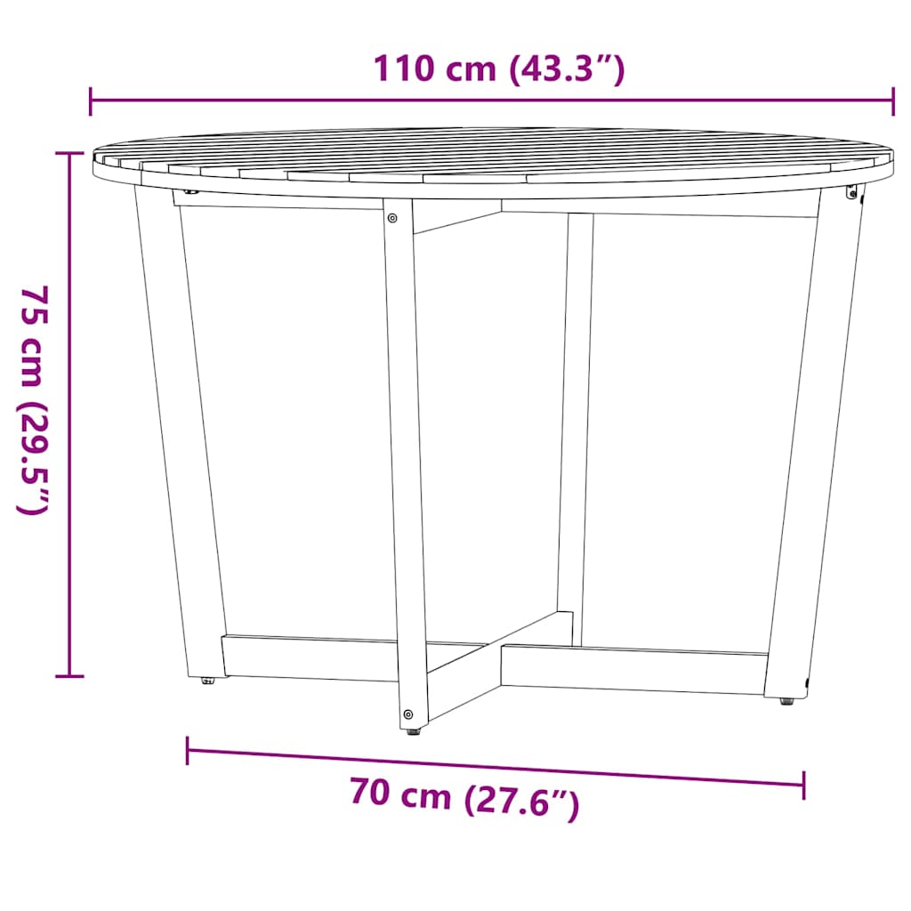 Set da pranzo da giardino da 5 pz in Legno Massello di Acacia | homemem39