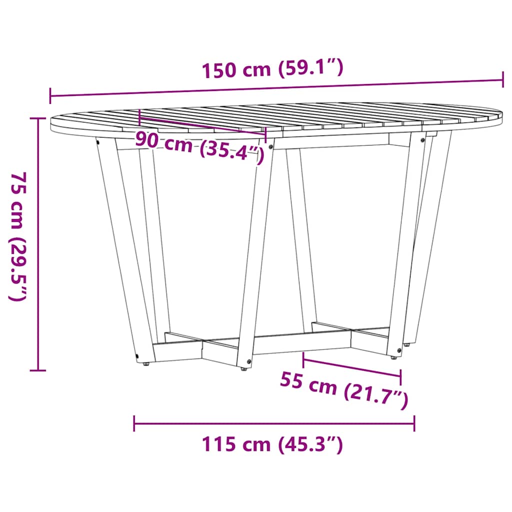 Set da pranzo da giardino da 5 pz in Legno Massello di Acacia | homemem39