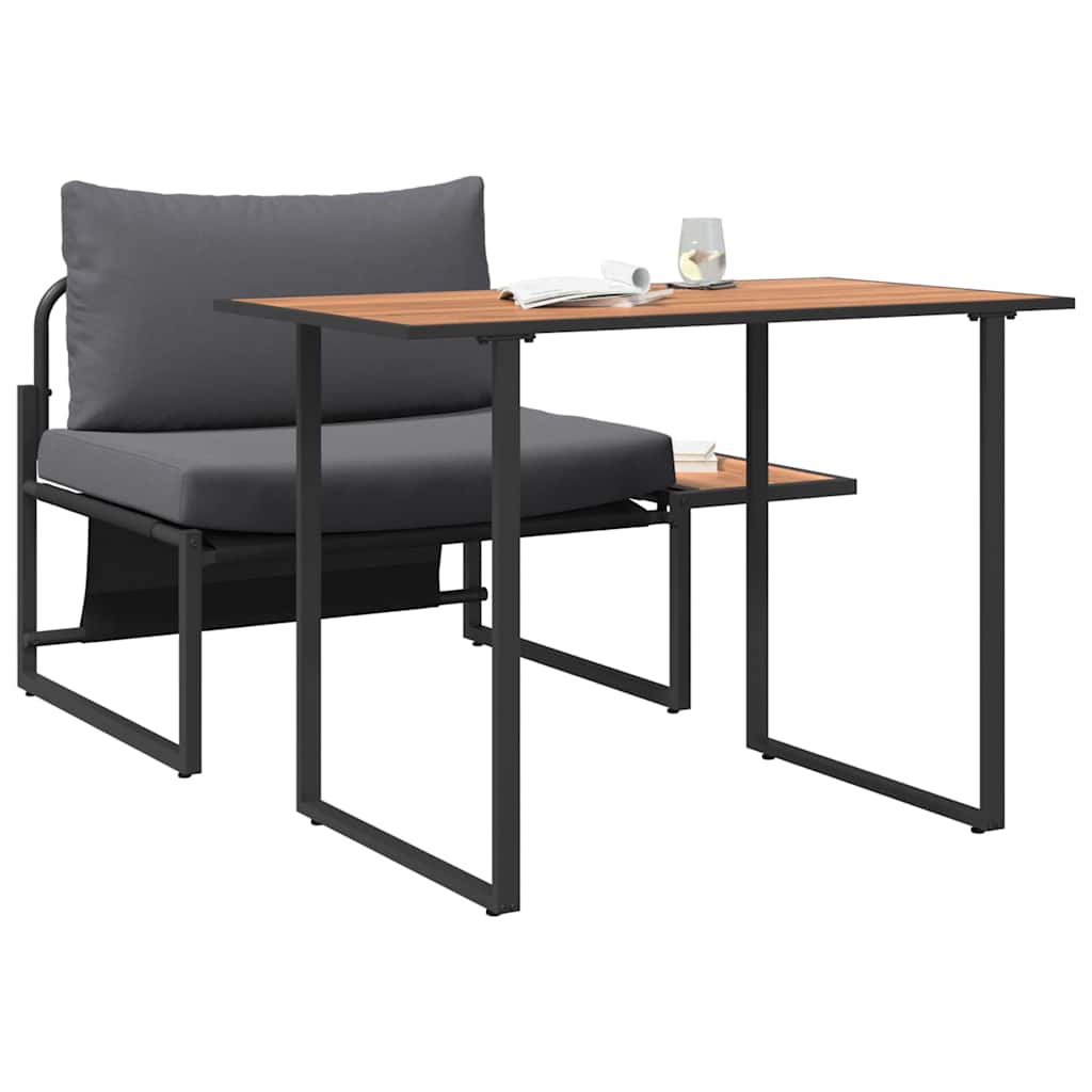 Set da Pranzo per Giardino 2 pcs Antracite Acciaio - homemem39