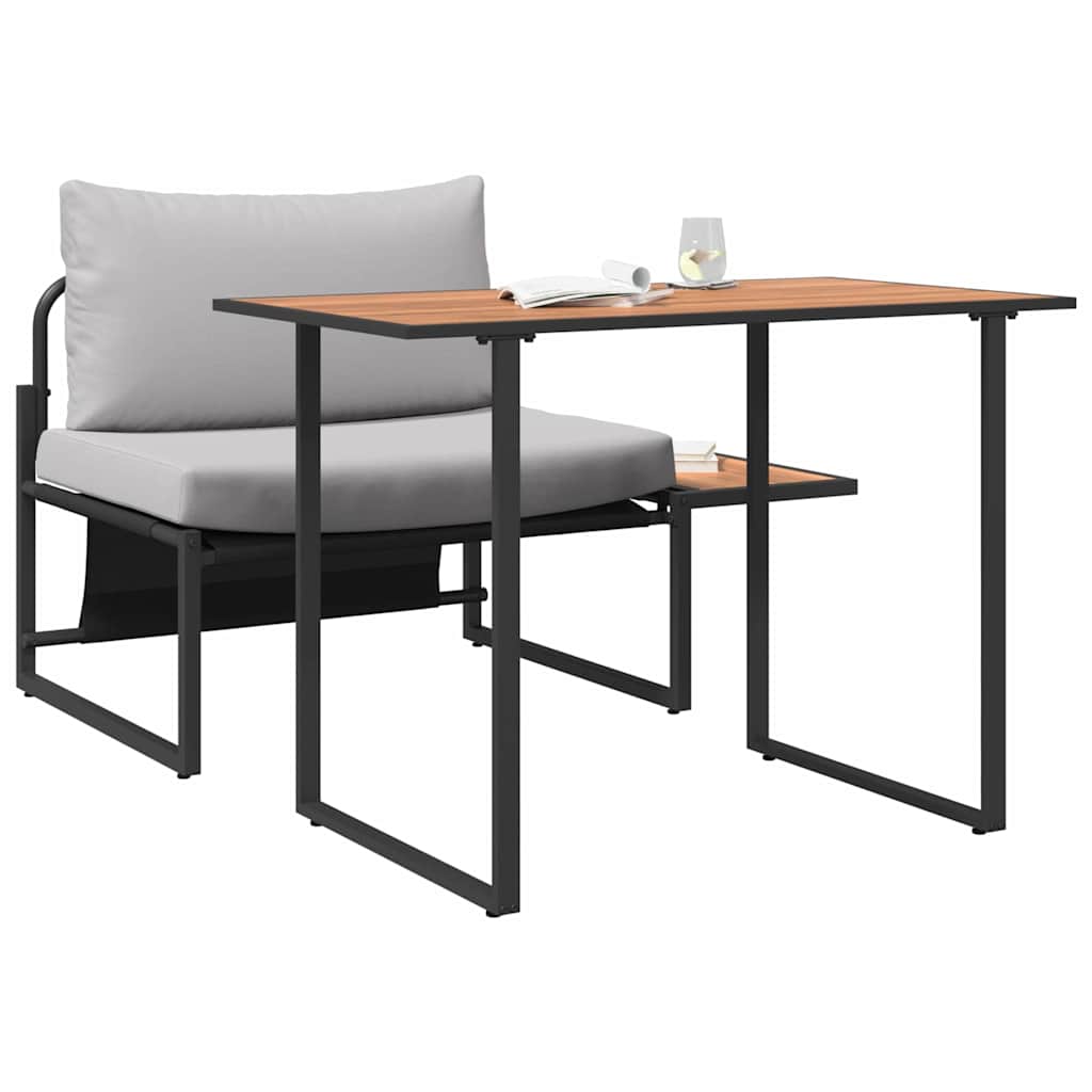 Set da Pranzo per Giardino 2 pcs Grigio chiaro Acciaio - homemem39