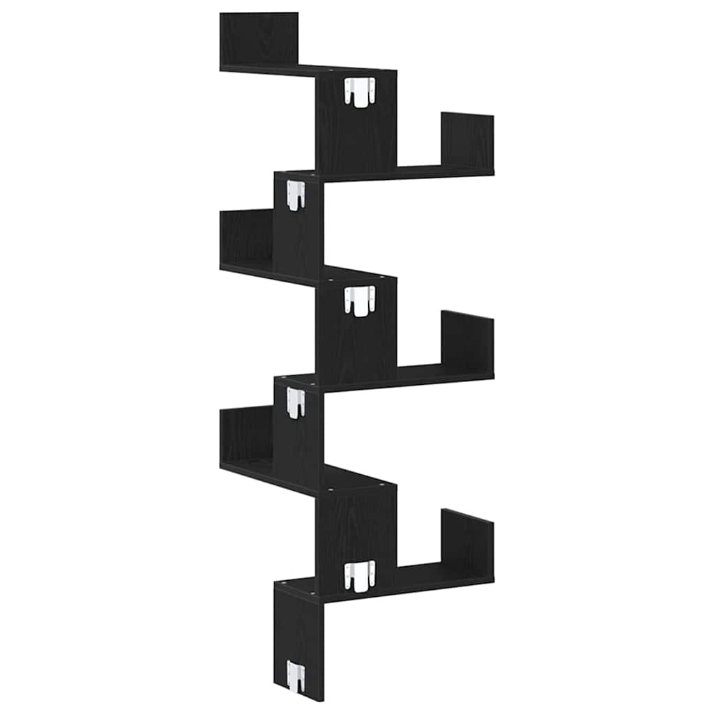 Ripiano Angolare a Muro Rovere nero 45 x 45 x 147 cm