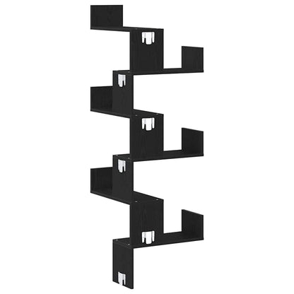 Ripiano Angolare a Muro Rovere nero 45 x 45 x 147 cm