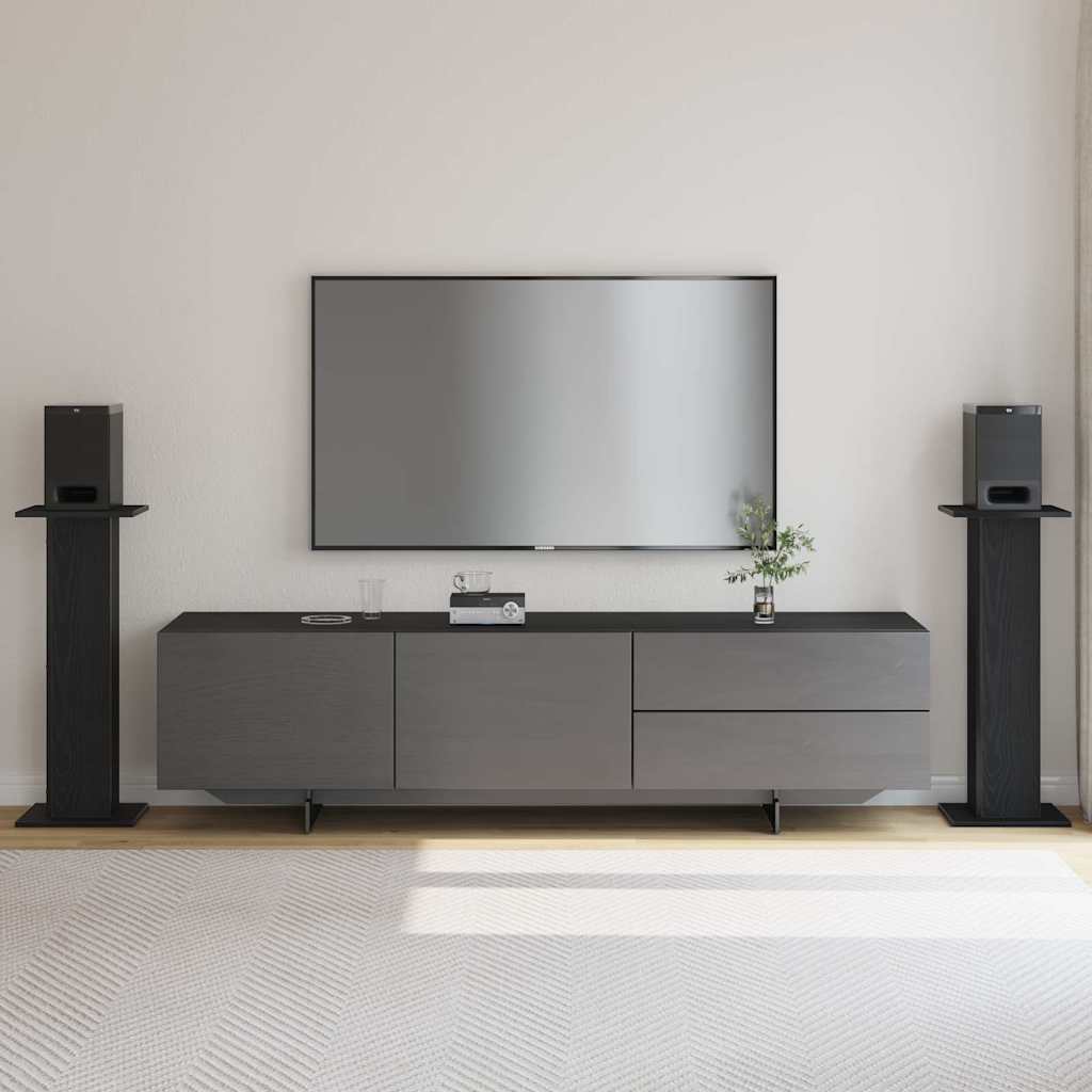 Supporti per Altoparlanti 2 pcs Rovere Nero 30 x 30 x 80 cm