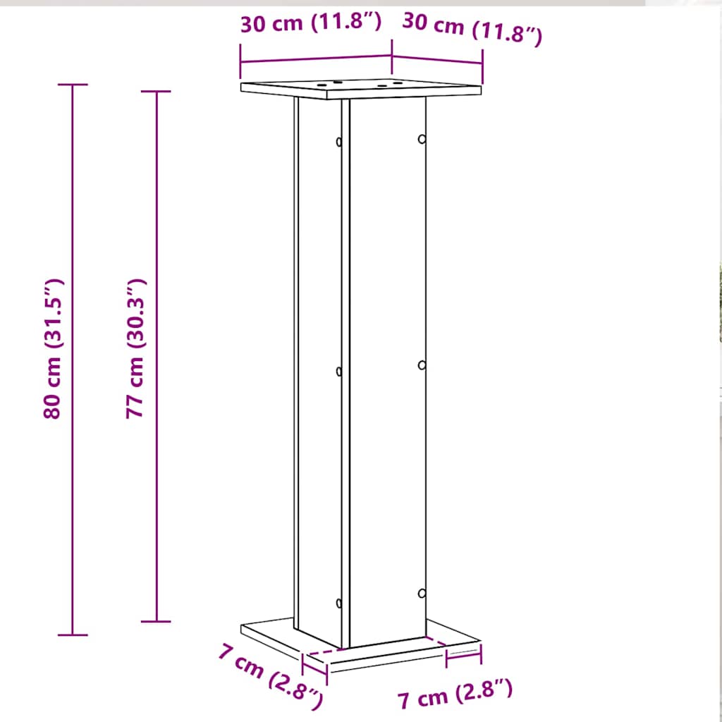 Supporti per Altoparlanti 2 pcs Rovere Nero 30 x 30 x 80 cm