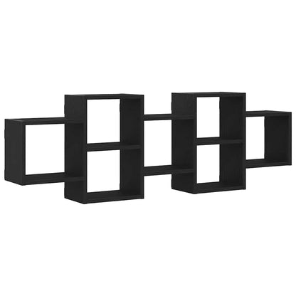 Scaffale a Parete Rovere Nero 129x18x42 cm in Truciolato | homemem39