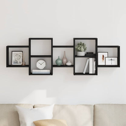 Scaffale a Parete Rovere Nero 129x18x42 cm in Truciolato | homemem39