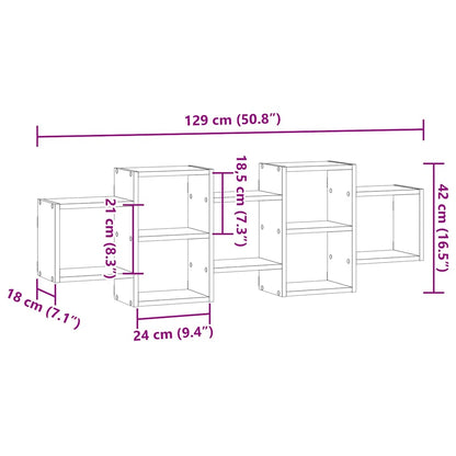 Scaffale a Parete Rovere Nero 129x18x42 cm in Truciolato | homemem39