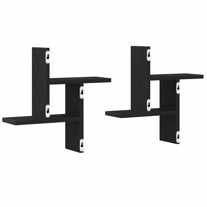Mensole da Parete 2pz Rovere Nero 38x12x38 cm in Truciolato | homemem39