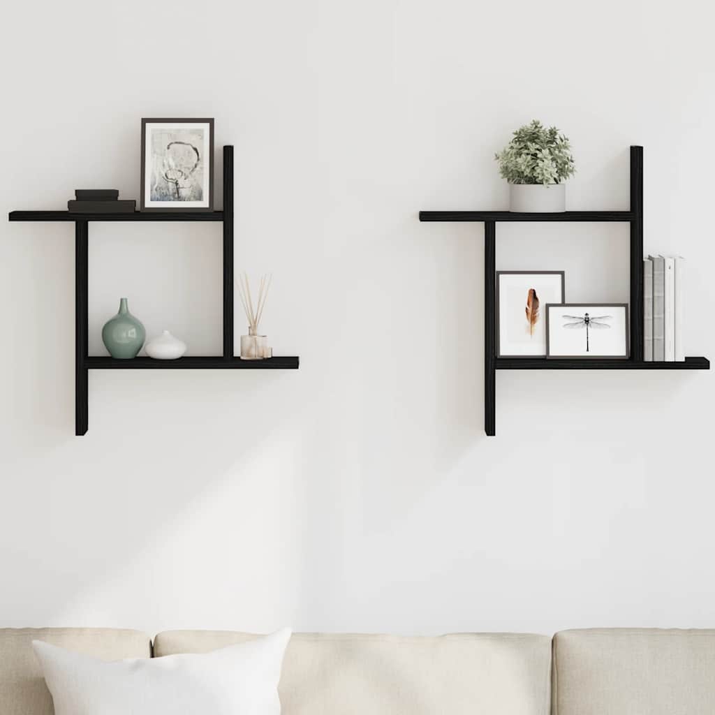 Mensole da Parete 2 pz Rovere Nero 50x12x50 cm in Truciolato | homemem39