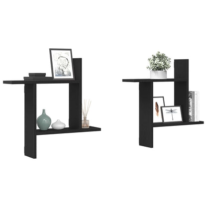 Mensole da Parete 2 pz Rovere Nero 50x12x50 cm in Truciolato