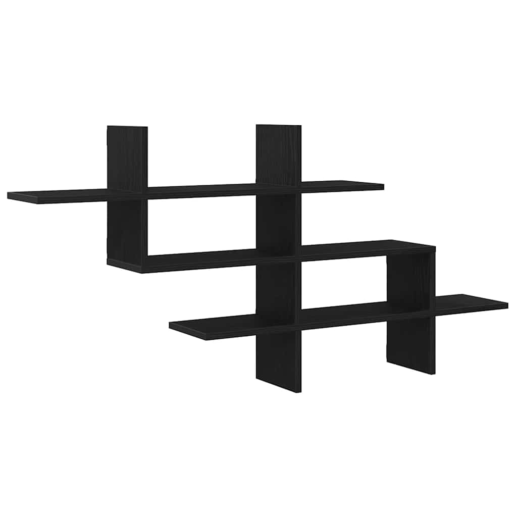 Scaffale a Parete Rovere Nero 124,5x18x60,5 cm in Truciolato