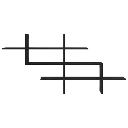 Scaffale a Parete Rovere Nero 124,5x18x60,5 cm in Truciolato