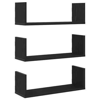 Mensole da Parete 3pz Rovere Nero 58x18x18 cm in Truciolato | homemem39