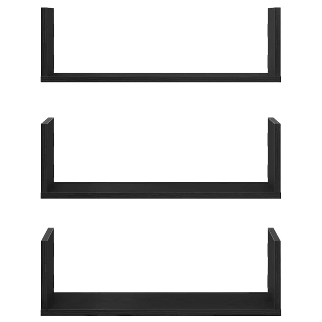 Mensole da Parete 3pz Rovere Nero 58x18x18 cm in Truciolato | homemem39