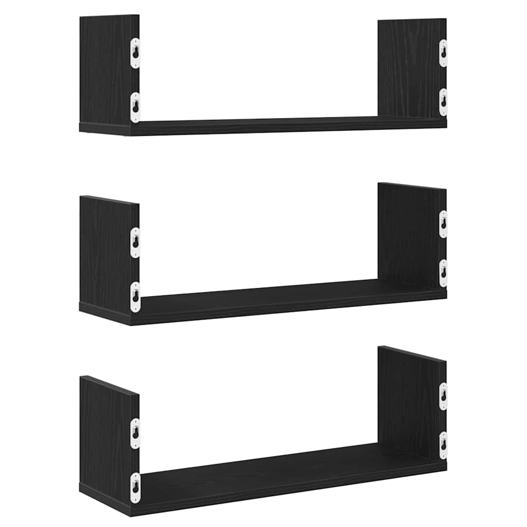 Mensole da Parete 3pz Rovere Nero 58x18x18 cm in Truciolato | homemem39