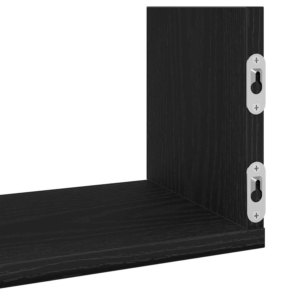 Mensole a Parete 3pz Rovere Nero 80x18x18 cm in Truciolato | homemem39