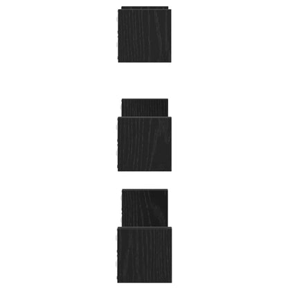 Mensole Parete 3pz Rovere Nero in Legno Multistrato | homemem39