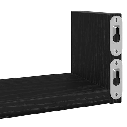 Mensole Parete 3pz Rovere Nero in Legno Multistrato