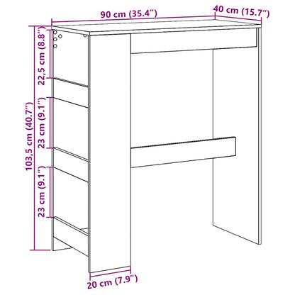 Tavolo Bar con Rastrelliera Rovere Nero 90x40x103,5 cm | homemem39